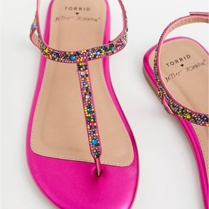 Betsy Johnson Pink Jewel Sandals, worn once!